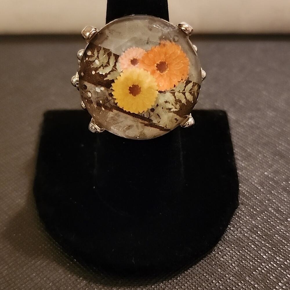 Vintage Floral Adjustable Ring